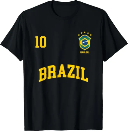 Équipe Football Brésil Sports Nombre 10 Drapeau Brésilien T-Shirt